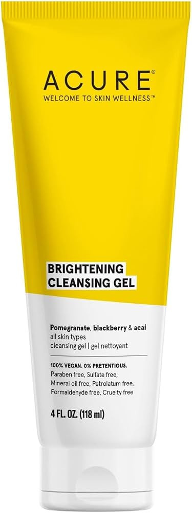 Acure Brightening Cleansing Gel - Vegan Cleanser for Radiant Skin - Pomegranate, Blackberry & Aca... | Amazon (US)