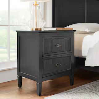 Home Decorators Collection Marsden Black 2-Drawer Cane Nightstand 13.1142-02 - The Home Depot | The Home Depot