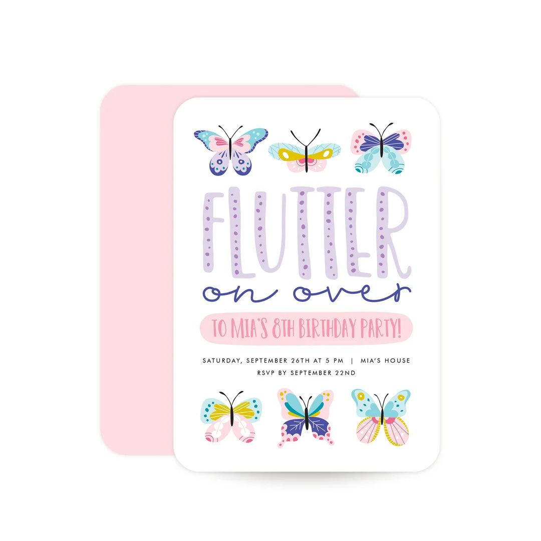 Butterfly Birthday Invitation - Flutter on over | Etsy (US)