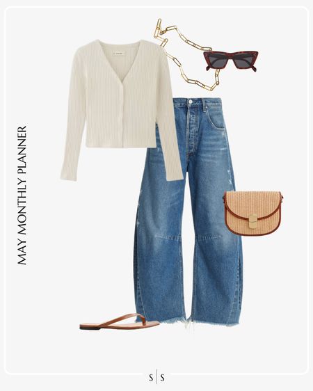 Monthly outfit planner: MAY: Spring looks | barrel jeans, cardigan sweater, neutral flip flops, straw crossbody bag 

See the entire calendar on thesarahstories.com ✨ 


#LTKStyleTip