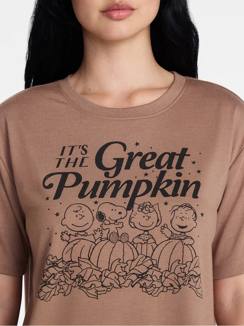 Peanuts Snoopy Women's and Women's Plus Great Pumpkin Tee and Shorts Sleep Set, 2-Piece, Sizes XS... | Walmart (US)