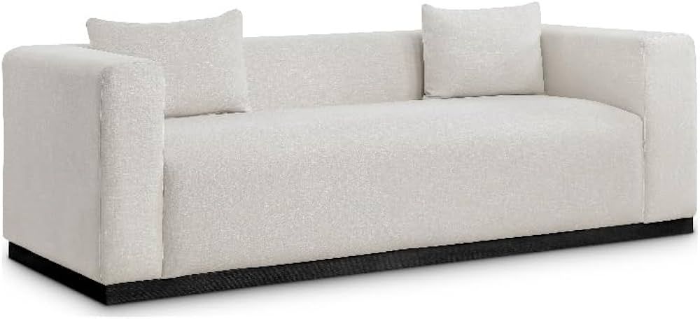 MAKLAINE Contemporary Beige Finish Linen Textured Fabic Sofa | Amazon (US)