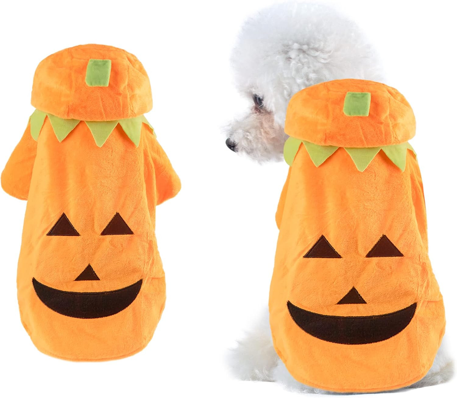 Delifur Dog Cat Halloween Pumpkin Costume Puppy Fleece Hoodie Coat for Small to Medium Dogs (Large) | Amazon (US)