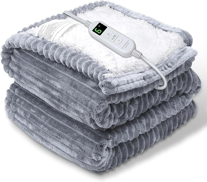 Electric Heated Blanket Throw, Heating Blanket Throw with 4 Timer Settings & 6 Heat Settings, Bes... | Amazon (US)