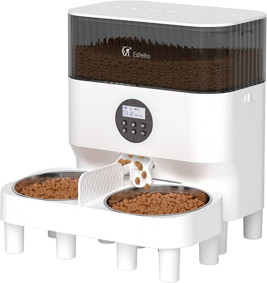 Espelho Elevated Automatic Cat Feeders for 2 Cats, 5L Timed Cat Food Dispenser with 2-Way Splitte... | Amazon (US)