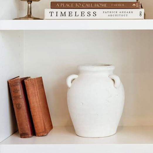 Mulberry Lane Co. White Vase - Antique Terracotta Vase for Pampas Grass, Pottery Barn-Inspired, A... | Amazon (US)