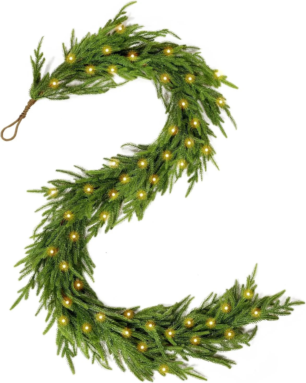 6ft Pre-lit Real Touch Norfolk Pine Prelit Christmas Garland, Winter Greenery Garland for Christm... | Walmart (US)