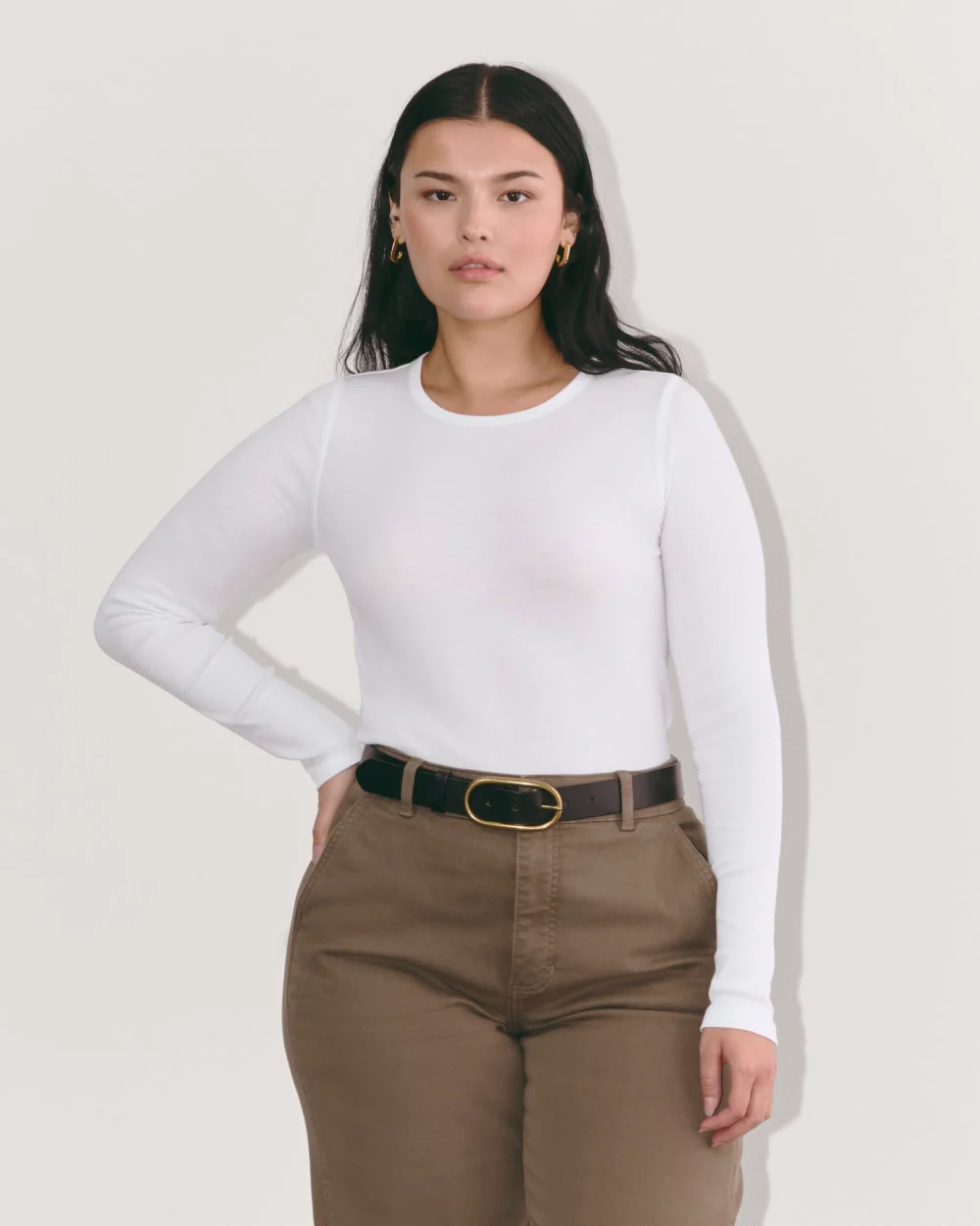 The Luxe Rib Long-Sleeve Crew | White | Everlane