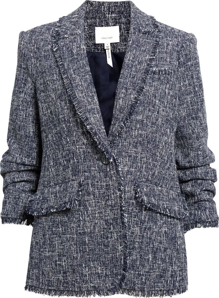 Khloe Fringe Detail Tweed Blazer | Nordstrom