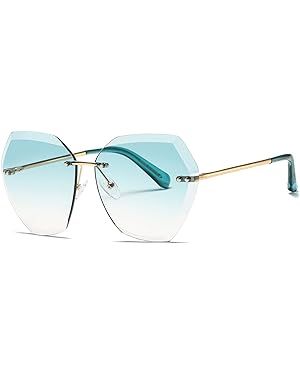 AEVOGUE Sunglasses For Women Oversized Rimless Diamond Cutting Lens Sun Glasses AE0534 | Amazon (US)