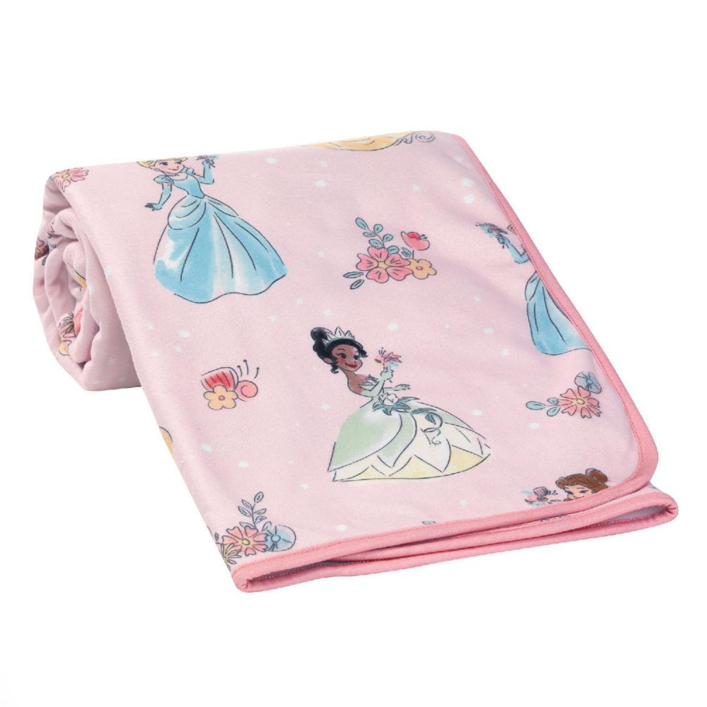 Lambs & Ivy Disney Princesses Pink Fleece Baby Blanket - Belle/Tiana/Cinderella | Oriental Trading Company