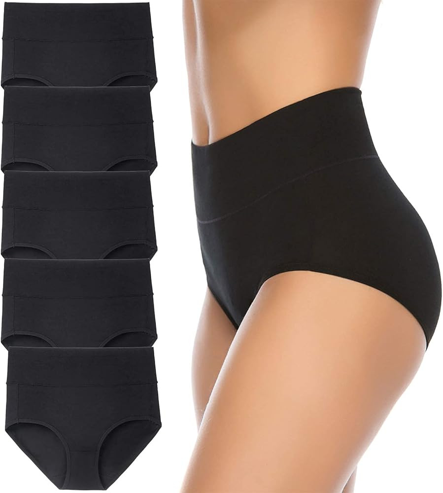 Annenmy Women's High Waist Cotton Underwear Soft Brief Panties Regular and Plus Size | Amazon (US)
