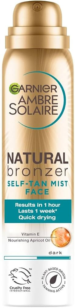 Garnier Ambre Solaire Self Tan (75ml), Natural Bronzer Quick Drying Dark Fake Tan Face Mist, Inte... | Amazon (UK)