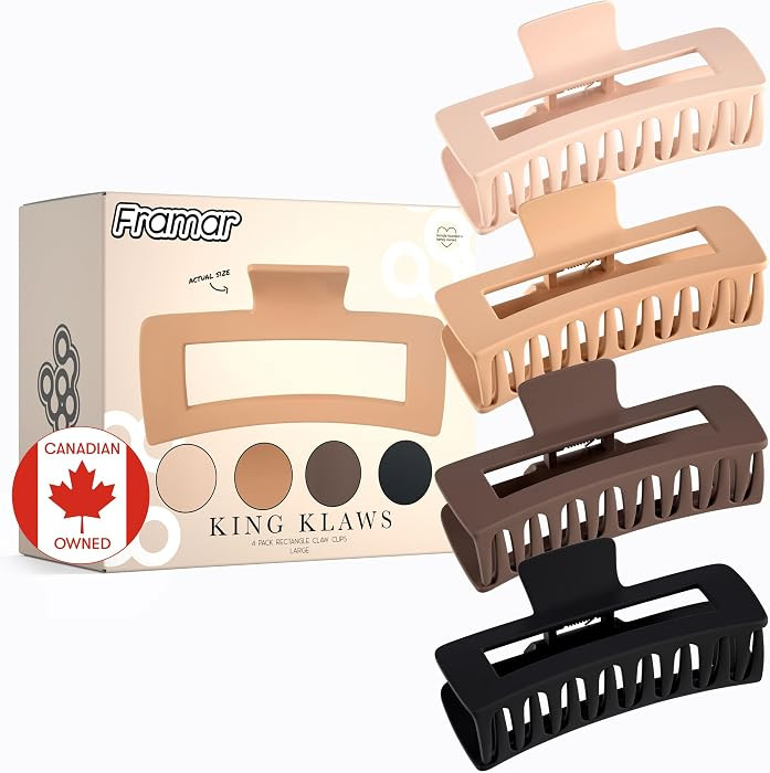 FRAMAR Big Claw Clips For Thick Hair – Extra Large Claw Clip For Thick Hair, Large Hair Claw Cl... | Amazon (CA)