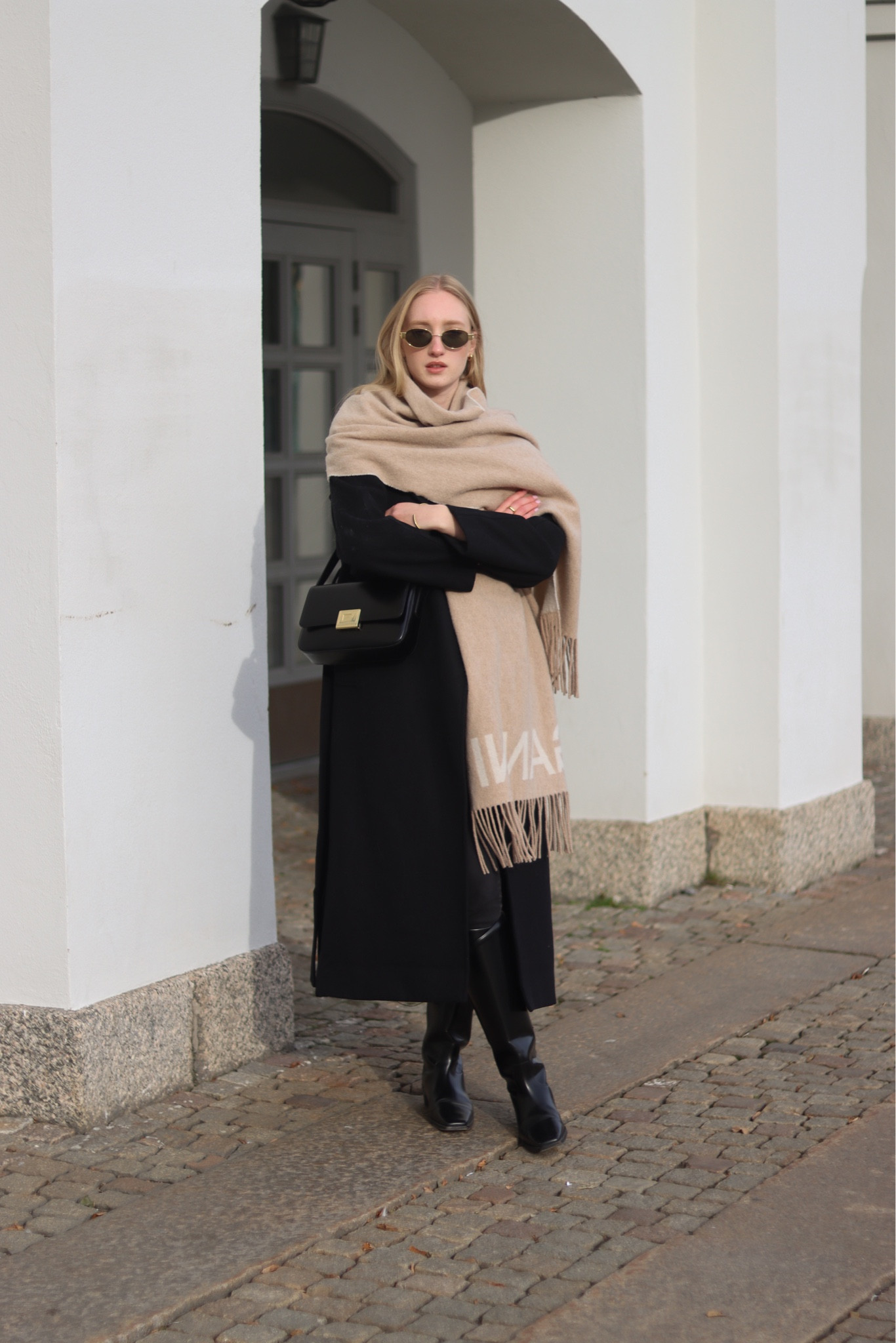 Winter look 

— I am wearing size XS of the coat 

Black wool coat, wool coat, autumn outerwear, winter outerwear, winter coat, beige scarf, wool scarf ganni scarf, black boots, knee high boots 

#LTKstyletip #LTKeurope #LTKSeasonal