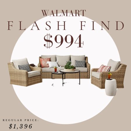 🚨Flash find!🚨 The viral Better Homes and Gardens River Oak Patio Set is on sale for under $1,000 for everything you see here! 

Pottery barn patio set dupe. Pottery barn Huntington patio set dupe. Walmart finds. Walmart patio set. Wicker patio set. Wicker conversation set. Walmart dupes.  Pottery barn looks for less. Pottery barn dupes. Outdoor furniture. Rattan patio set. Rattan outdoor set. #walmart #walmartfinds #patio #outdoor #backyard #potterybarn #dupe #lookforless #furniture #home #sale #salealert 

#LTKSeasonal #LTKsalealert #LTKhome