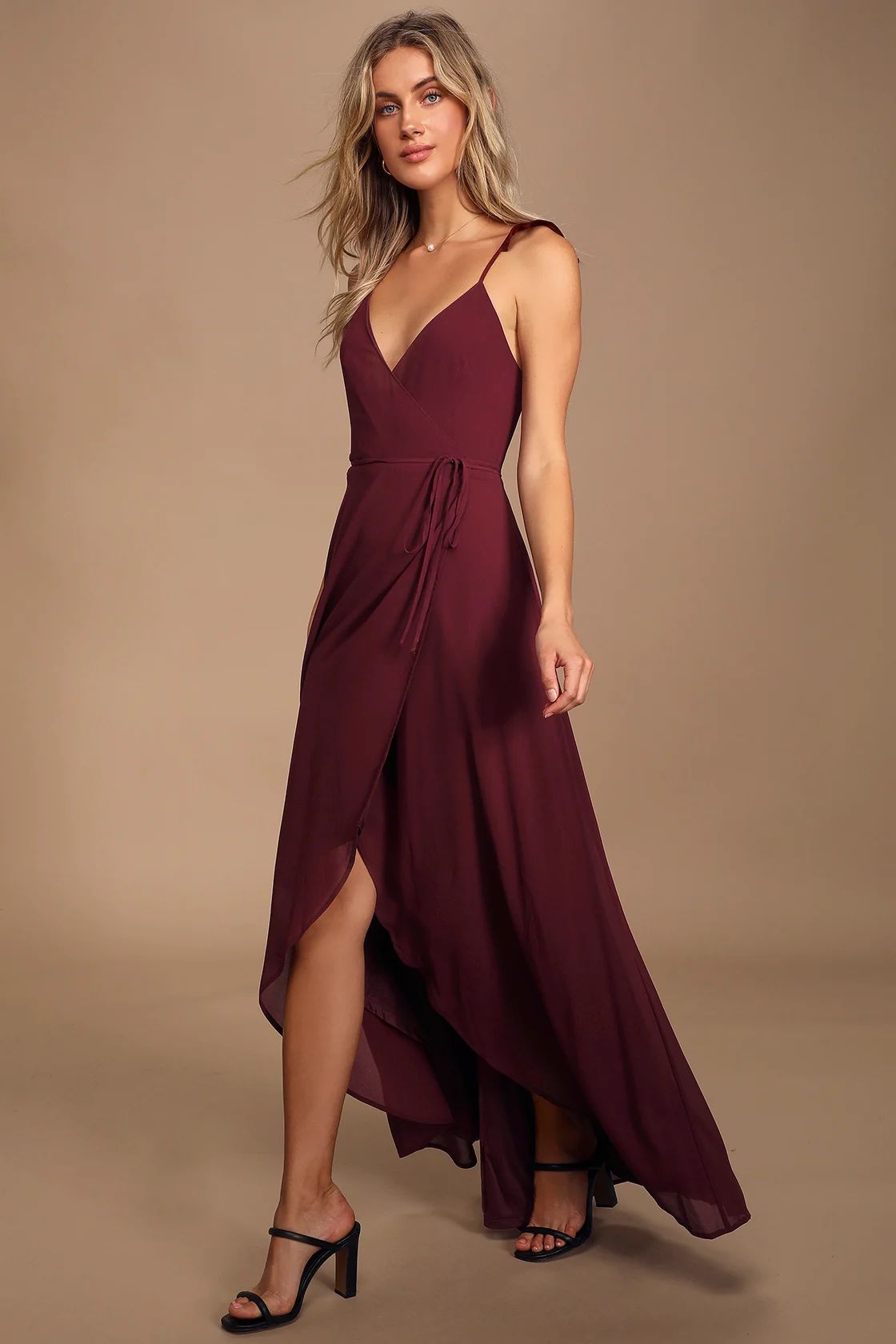 Here's to Us Burgundy High-Low Wrap Dress | Lulus (US)