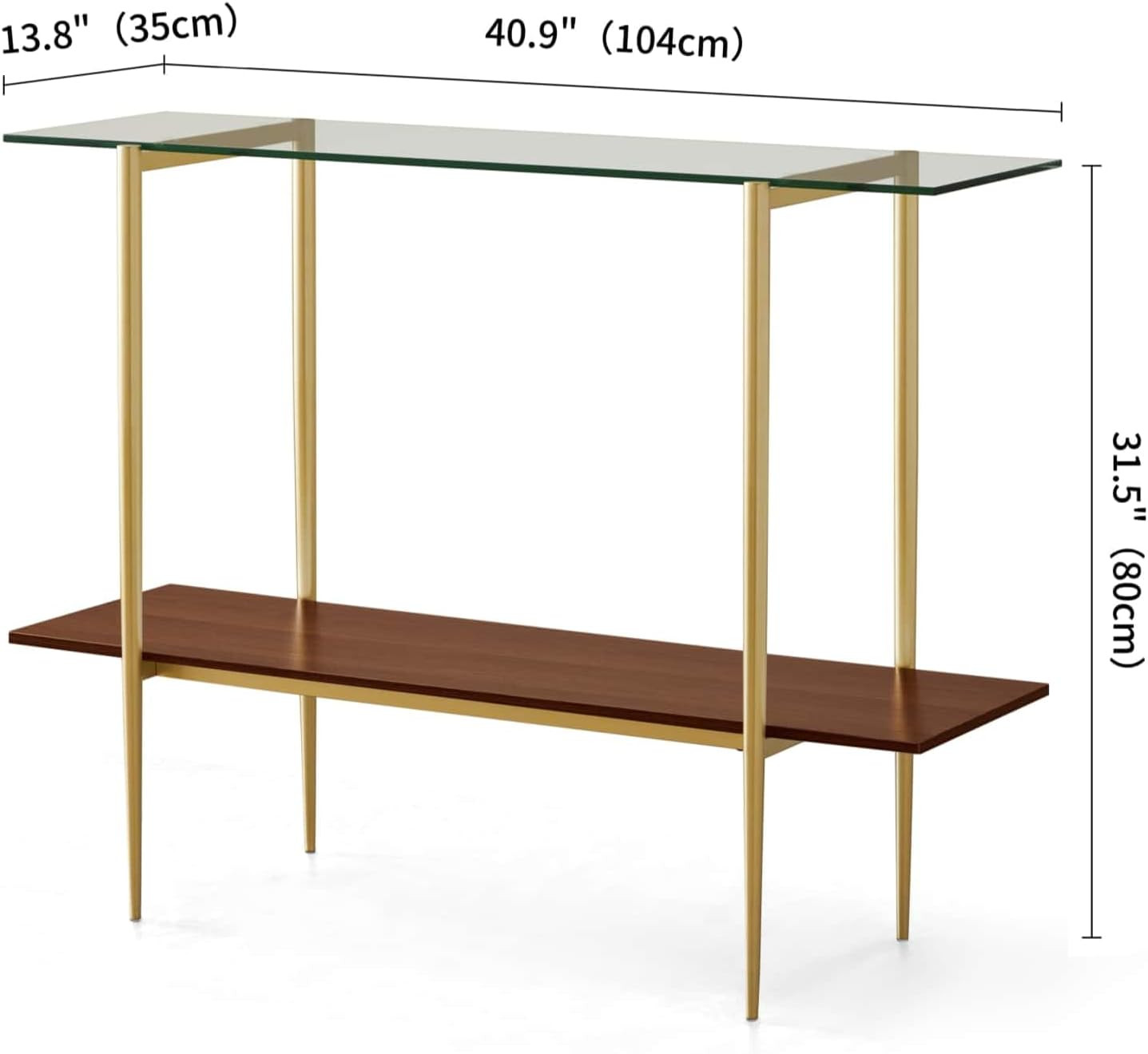 Glass Console Table for Living Room, Foyer & Entrance, 2-Tiers Mid-Century Modern Sofa Table with... | Amazon (US)