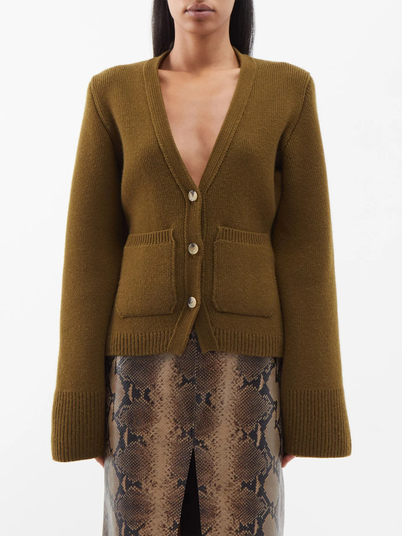 Scarlet flared-sleeve cashmere-blend cardigan | Khaite | Matches (US)