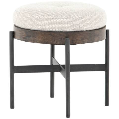 Edwyn Modern Gibson White Small Round Ottoman | Lamps Plus