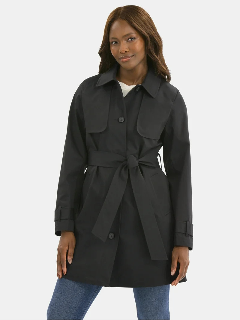 Time and Tru Women's Belted Trench Coat, Midweight, Sizes XS-2X | Walmart (US)