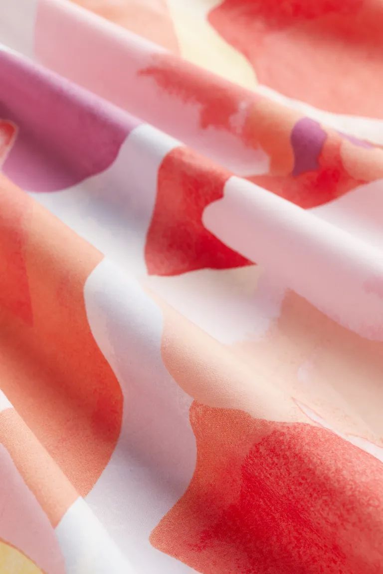 Poplin Dress with Sweetheart Neckline - Peach pink/patterned - Ladies | H&M US | H&M (US + CA)