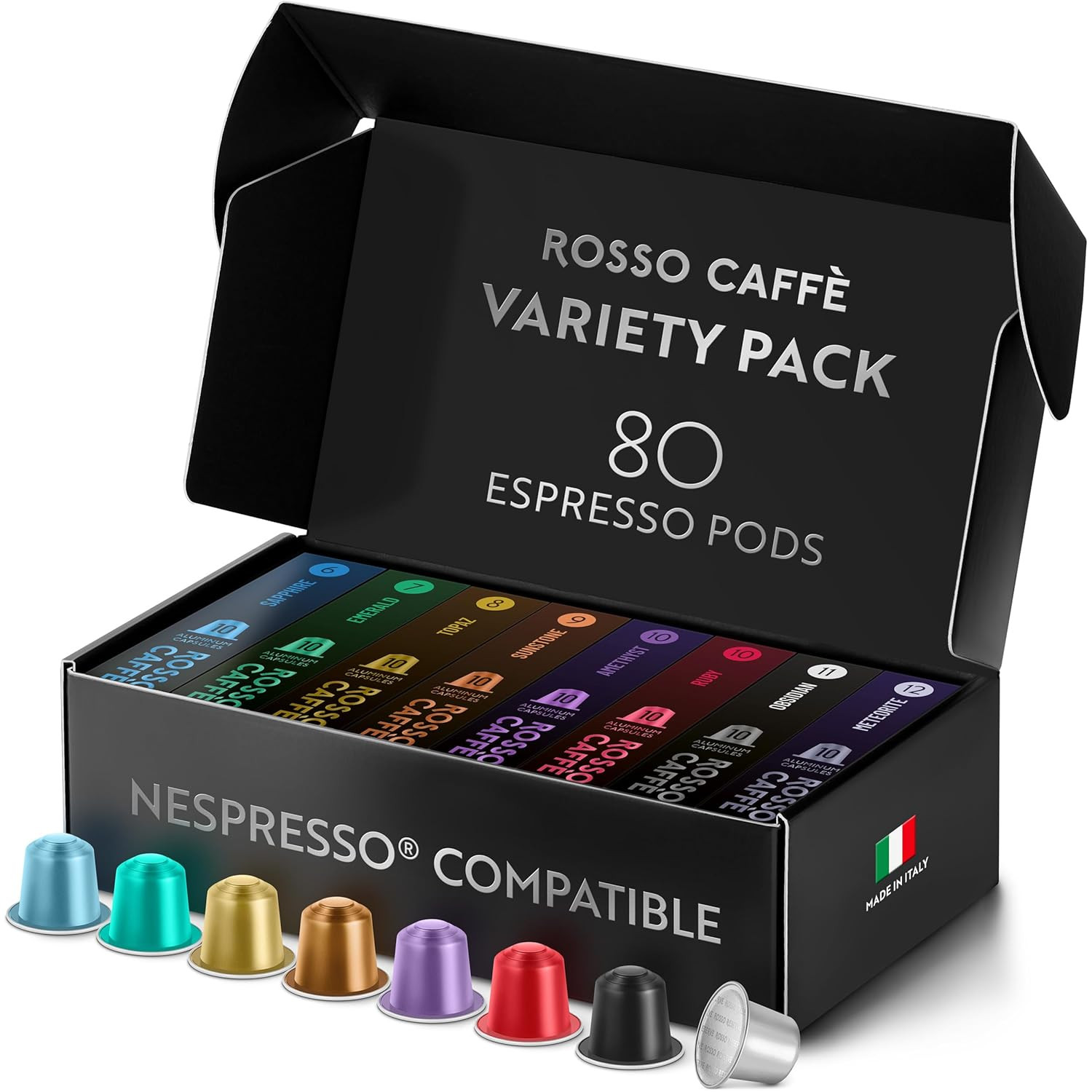 ROSSO CAFFÈ Espresso Coffee Pods for Nespresso Original Machines - 80 Capsules Variety Pack, 8 S... | Amazon (US)