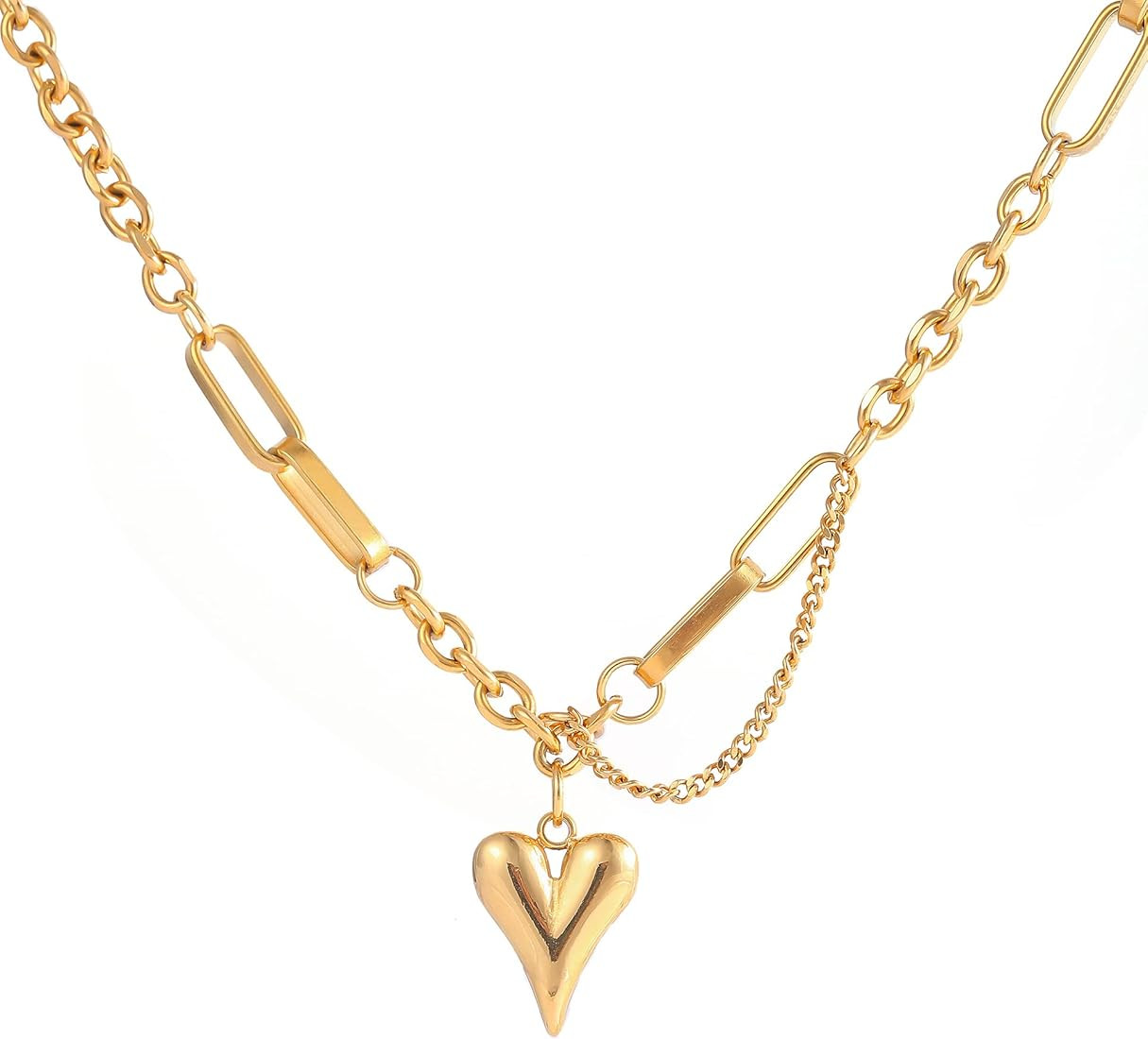 LYNMOS Cute Heart Necklaces for Women Mother's Valentines Day Gifts 18k Real Gold Plated Heart Ne... | Amazon (US)
