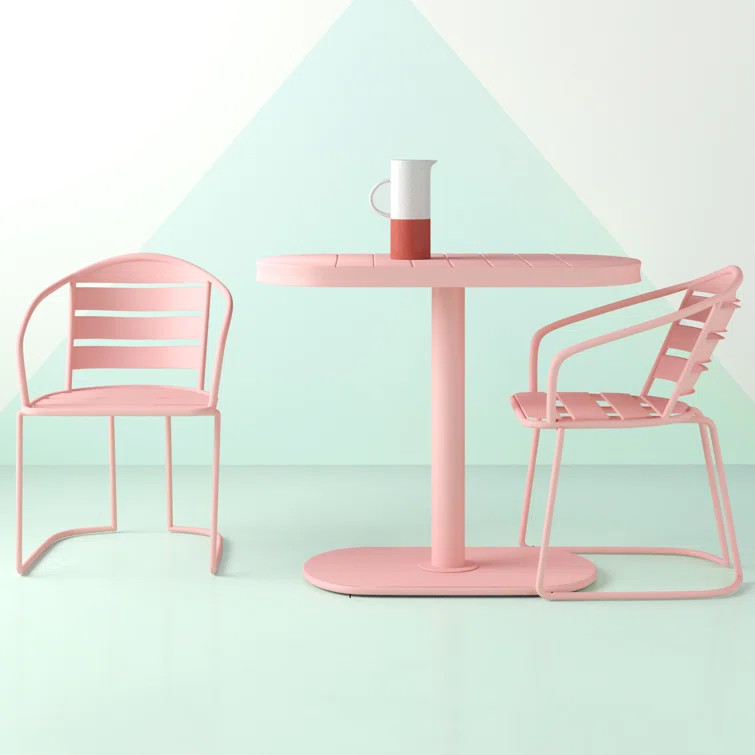 Coral Gunner Oval Metal Folding Bistro Set | Wayfair North America