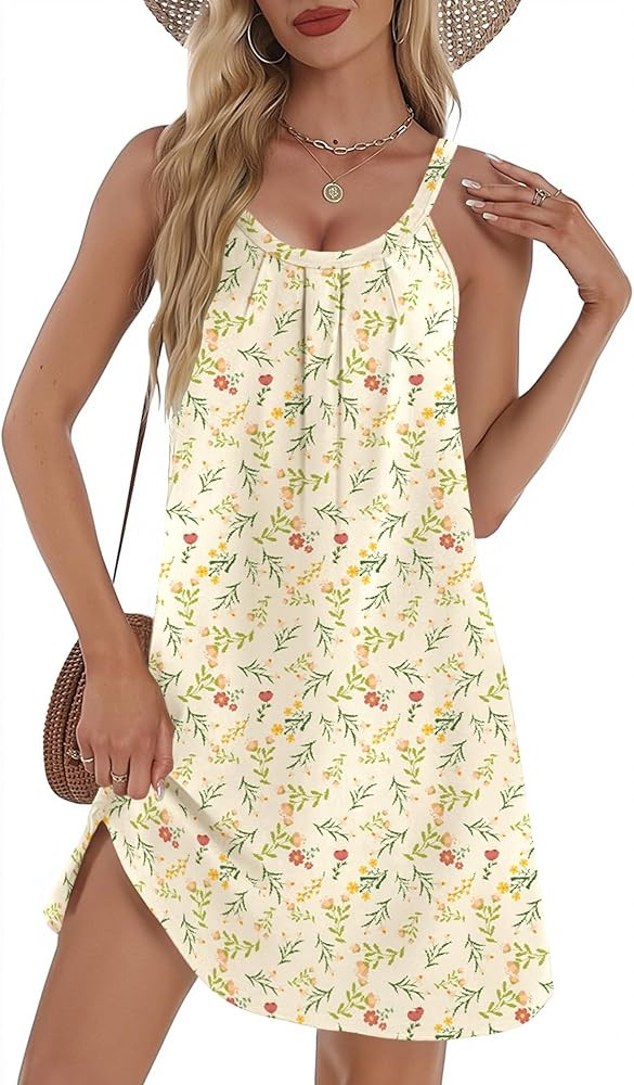 Ekouaer Cotton Nightgowns for Women Sleeveless Night Shirts Tank Sleepwer Pleated Scoopneck Sleep... | Amazon (US)