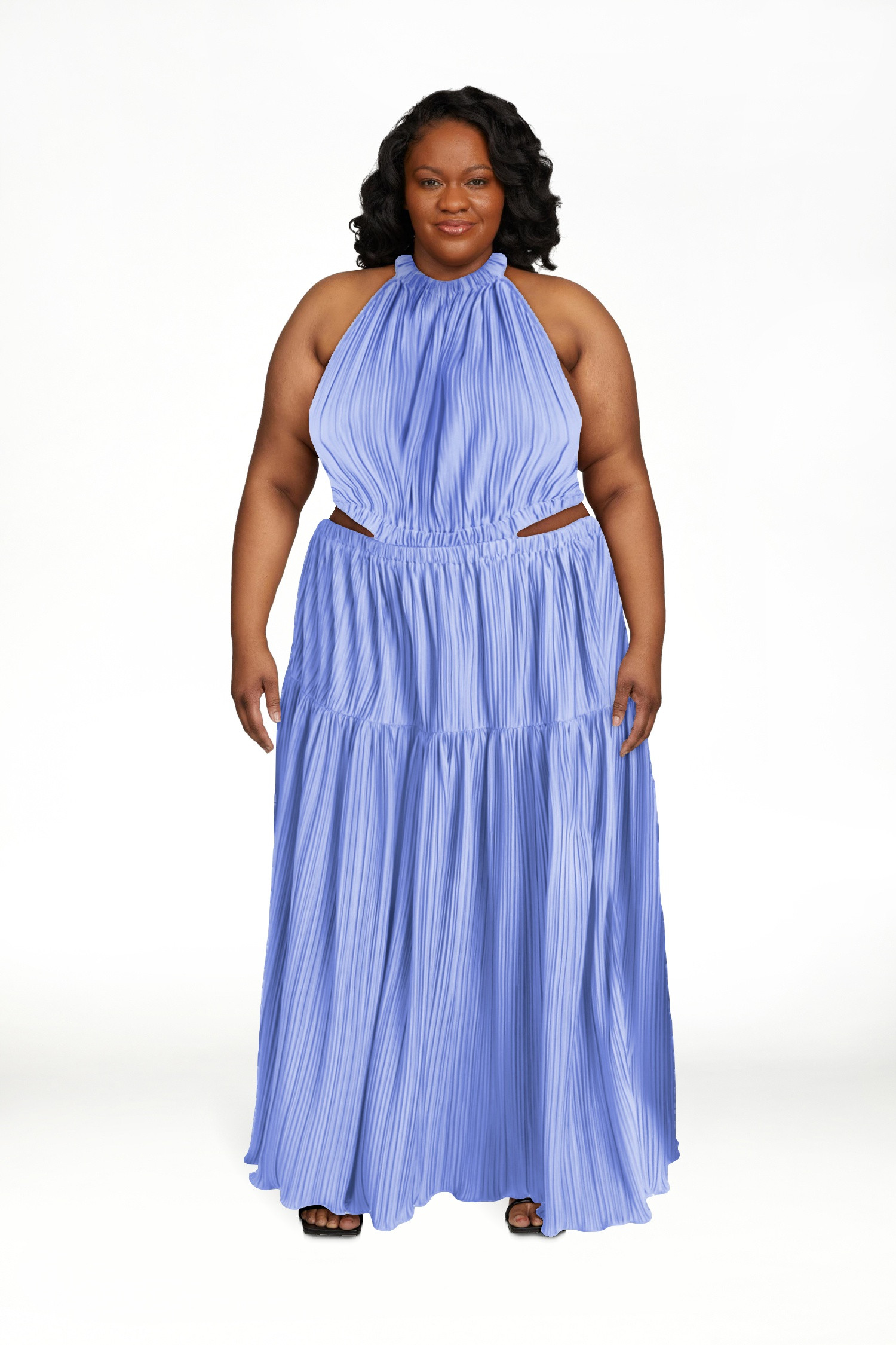 Scoop Women’s Plisse Halter Maxi Dress with Cutouts, Sizes XS-XXL | Walmart (US)