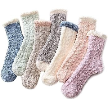 Azue Fuzzy Warm Slipper Socks Women Super Soft Microfiber Cozy Sleeping Socks 6 or 5 Pairs | Amazon (US)