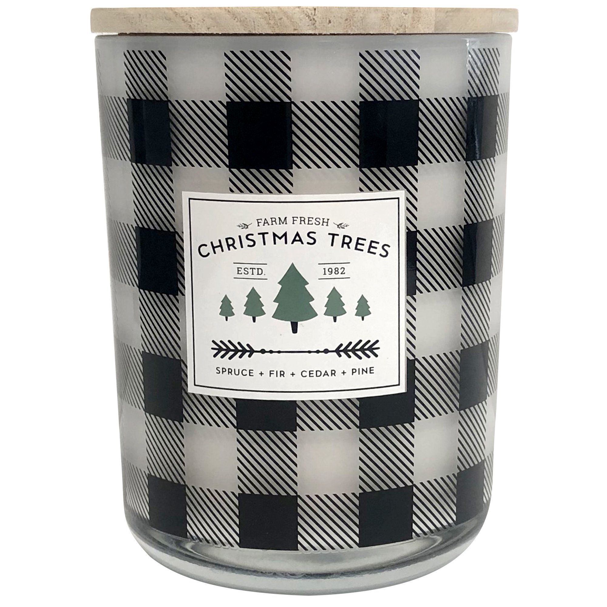 Farm Fresh Holiday 2-Wick Candle with Wooden Lid, Plaid, Long Burning, Clean & Fragrant, Christma... | Walmart (US)