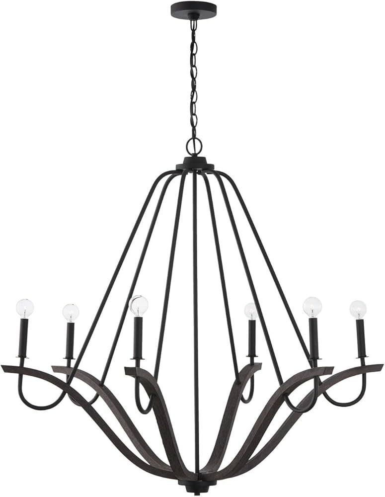 Capital Lighting 447662CK Clive Farmhouse Handcrafted Mango Wood Chandelier, 6-Light 360 Total Wa... | Amazon (US)