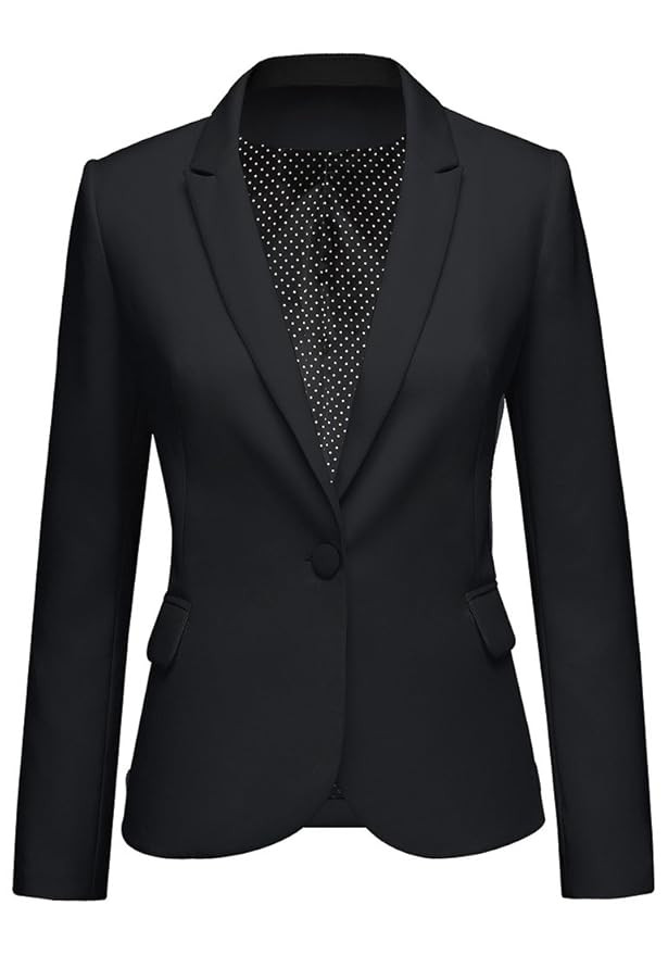 LookbookStore Womens Notched Lapel Pocket Button Work Office Blazer Jacket Suit | Amazon (US)