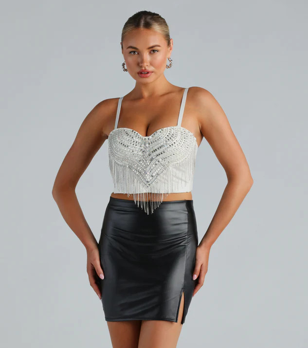 I'm The Catch Sequin Rhinestone Fringe Bustier | Windsor Stores