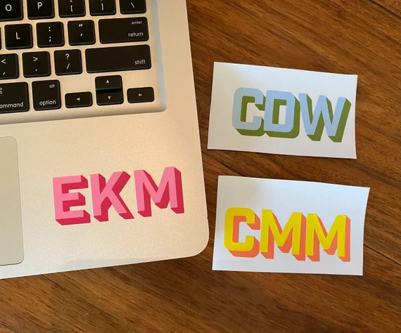 Shadow Monogram Decal  3 Initial - Etsy | Etsy (US)