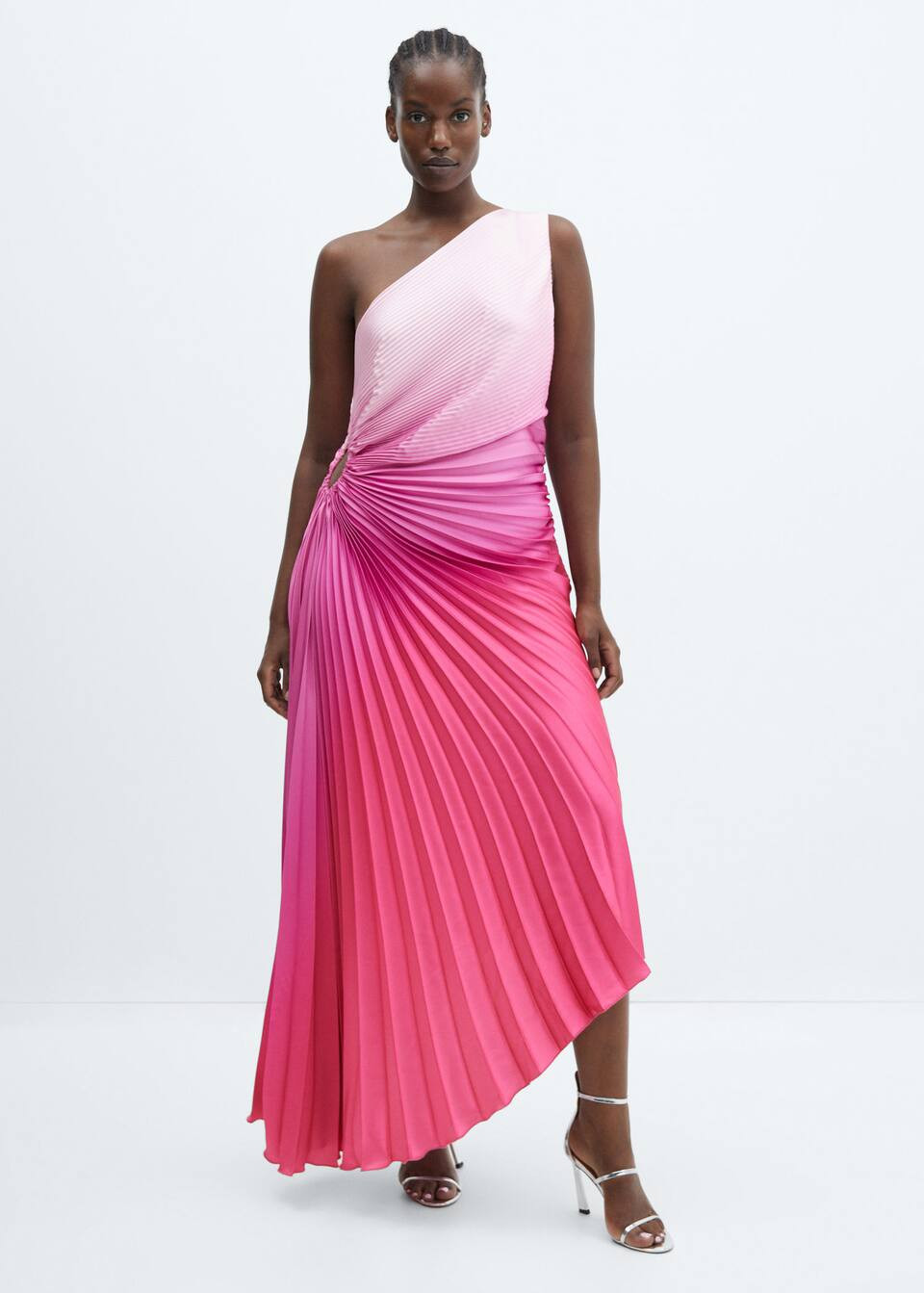 Asymmetrical pleated dress | MANGO (US)