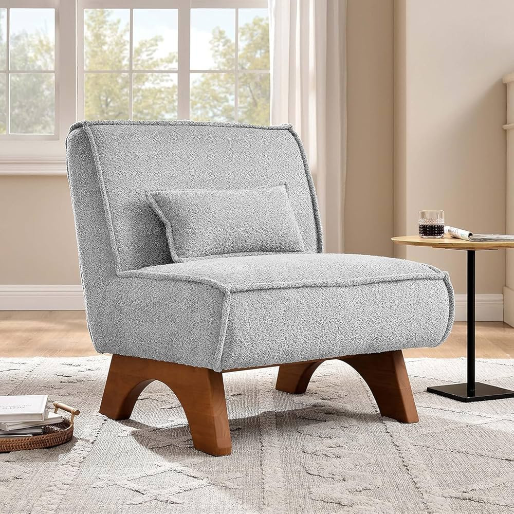 Art Leon Modern Modular Sofa, Sherpa Fabric Upholstered Single Sofa with Pillow, Accent Armless C... | Amazon (US)