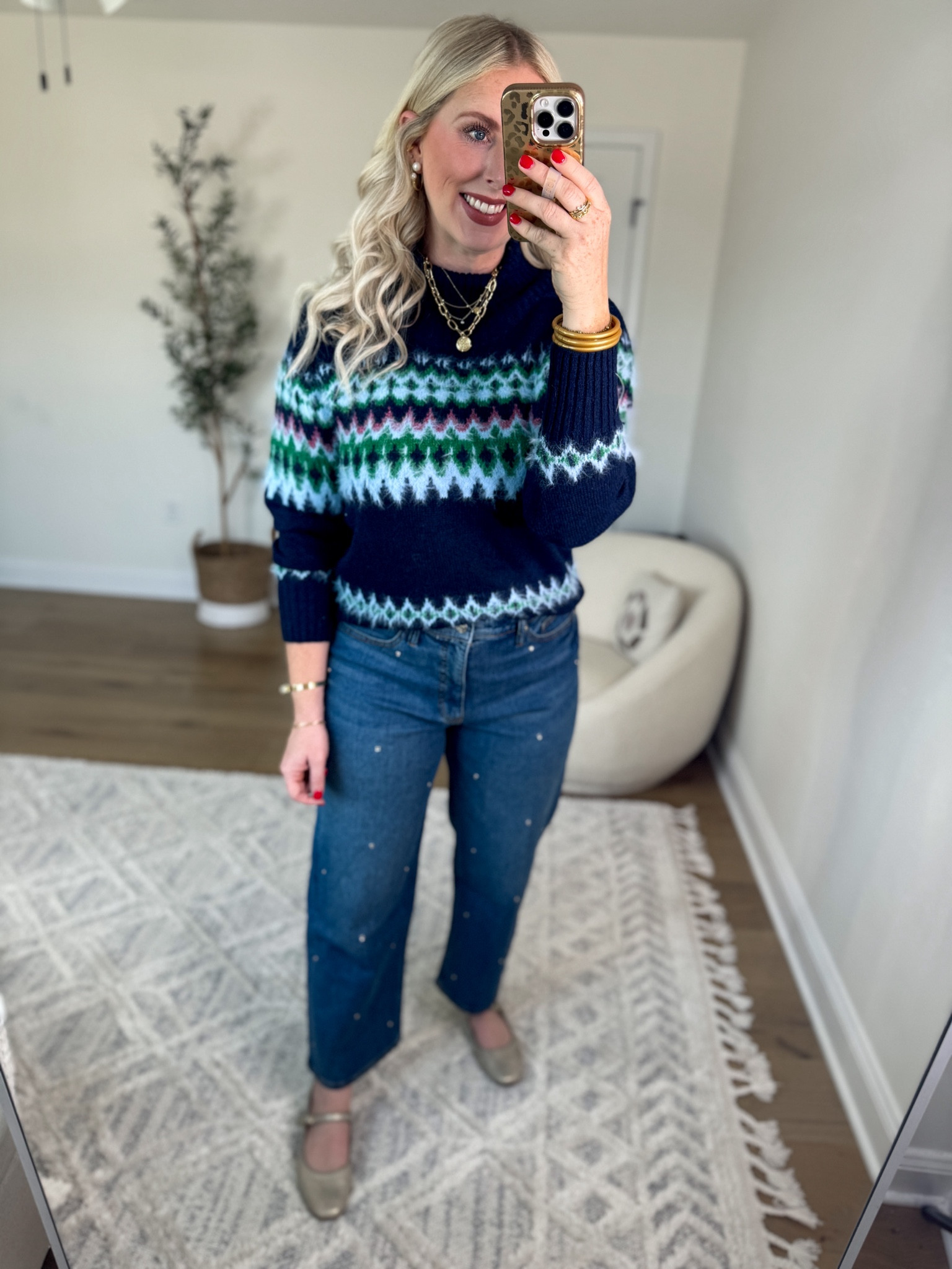 Weekend Walmart Wins try on
Fair isle sweater- medium 
Embellished jeans- mostly true to size but if between, go down!

#LTKStyleTip #LTKSeasonal #LTKFindsUnder50