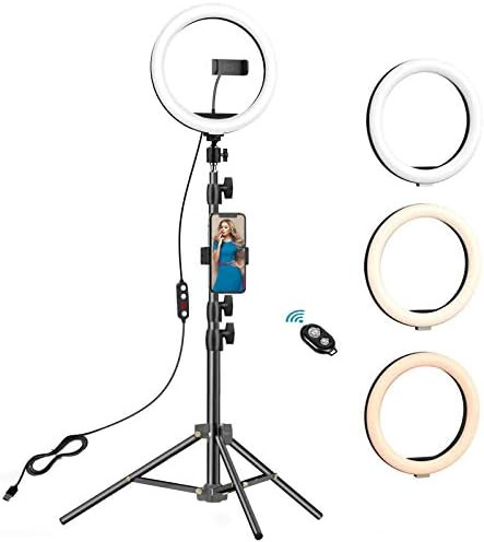 10.2 inch Selfie Ring Light with Tripod Stand & 2 Phone Holders,Anbes Dimmable Led Camera Ringlig... | Amazon (US)