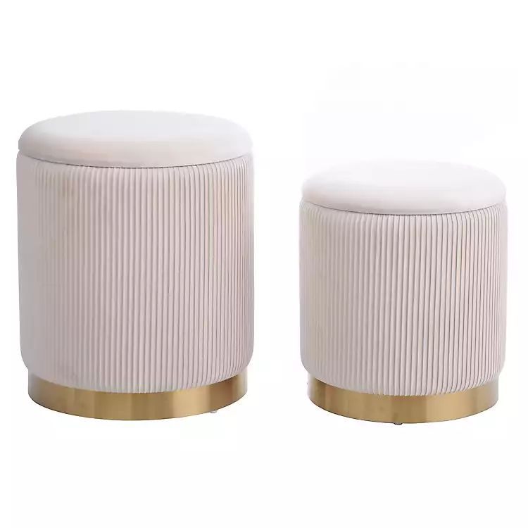 Ivory Ribbed Velvet Nesting Ottomans, Set of 2 | Kirkland's Home