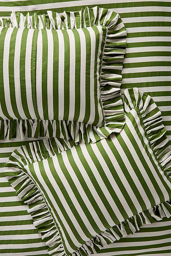 Cotton Striped Ruffle Printed Shams, Set of 2 | Anthropologie (US)