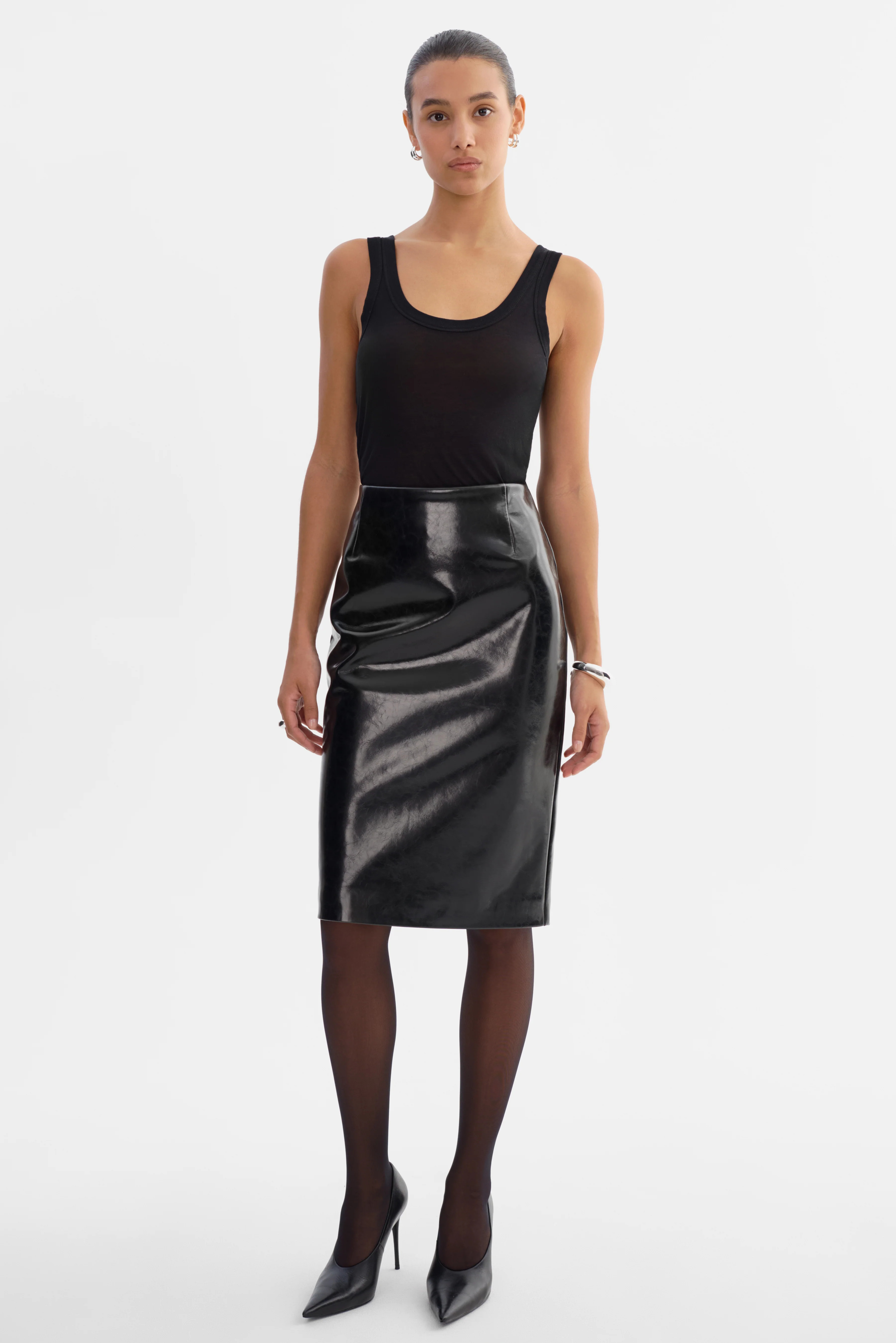 GEORGIA | Faux Patent Leather Pencil Skirt | LAMARQUE