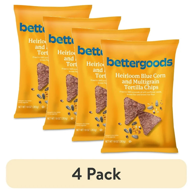 (4 pack) bettergoods Heirloom Blue Corn and Multigrain Tortilla Chips, 10 oz | Walmart (US)