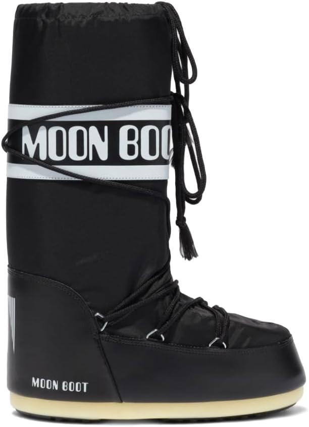 Amazon.com: Moon Boot, Icon Nylon Insulated Slip On Unisex Snow Boots, M9-10.5, W10-11.5, Black &... | Amazon (US)