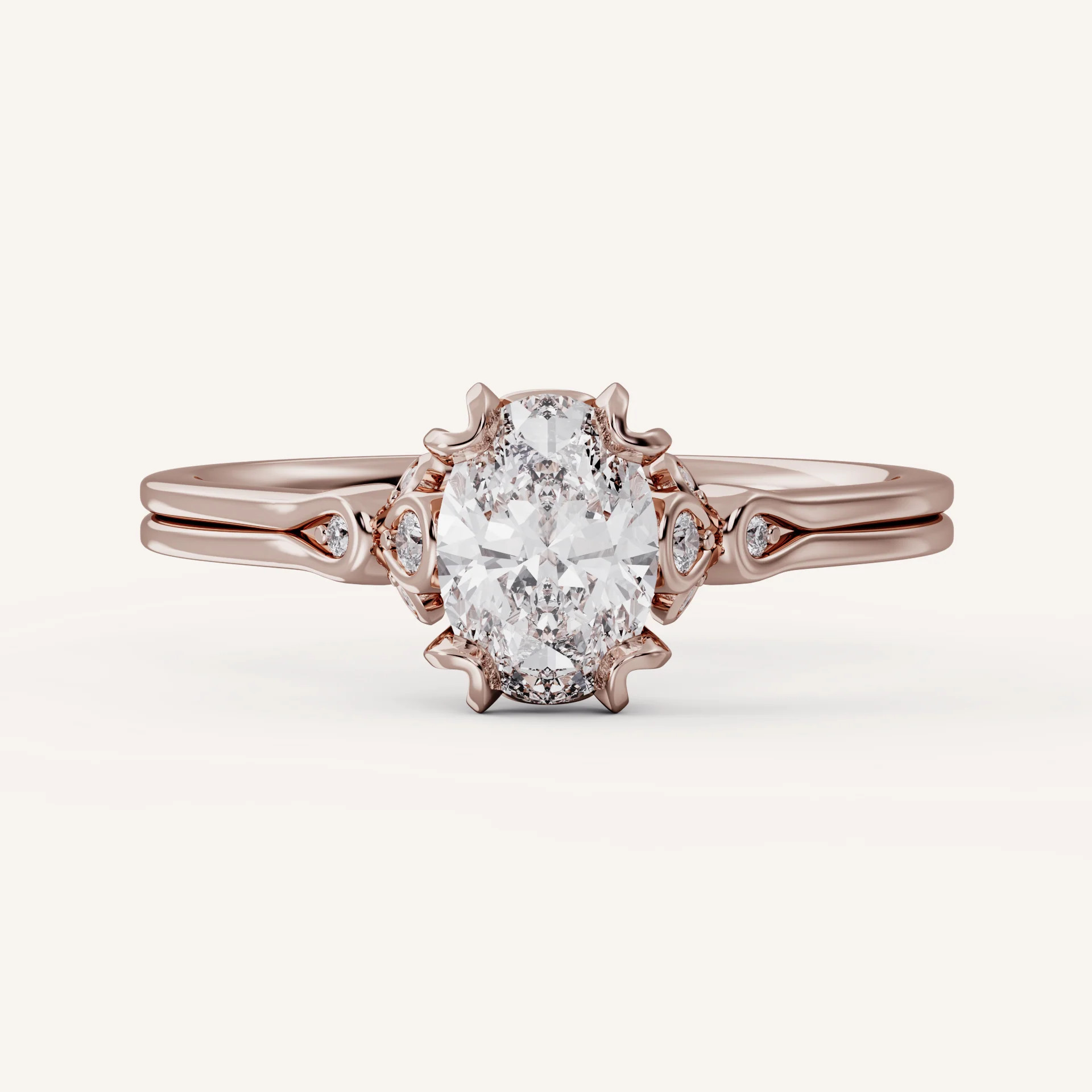 Jolene - 14K Rose Gold - Oval - Natural Diamond | Olive Ave Jewelry
