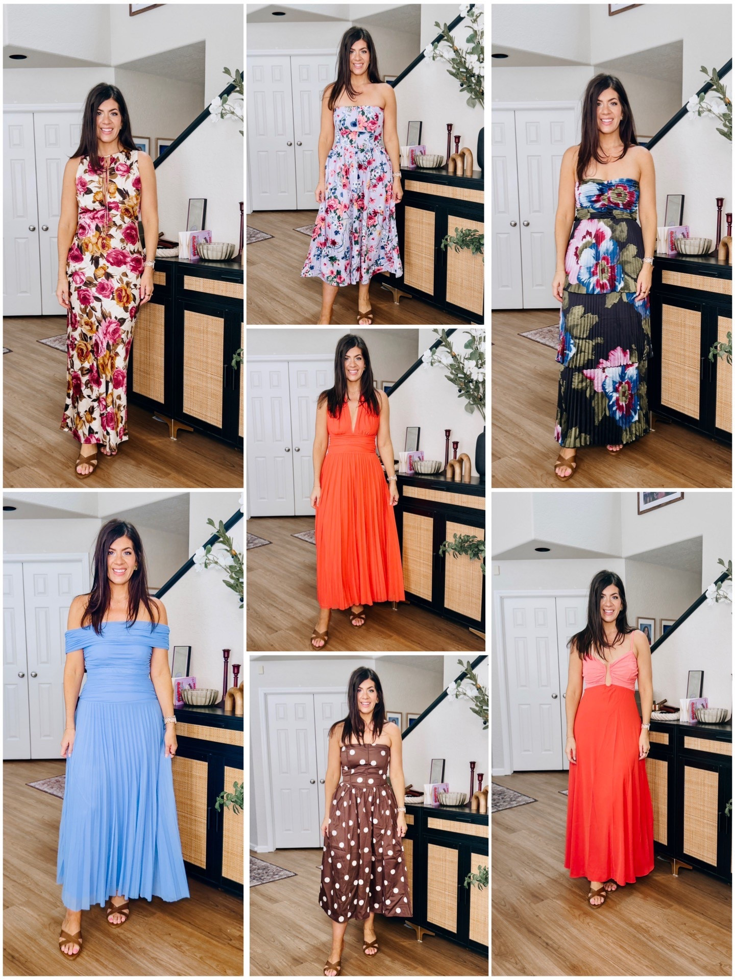 Spring dresses on sale/ use code AFLTK
From top left:
Medium tall floral satin
Medium floral corset
Medium tall floral pleated
Medium tall coral mesh multiway
Medium tall blue off the shoulder
Medium brown polkadot
Small tall two tone (this runs loose)

#LTKSpringSale #LTKWorkwear #LTKTall