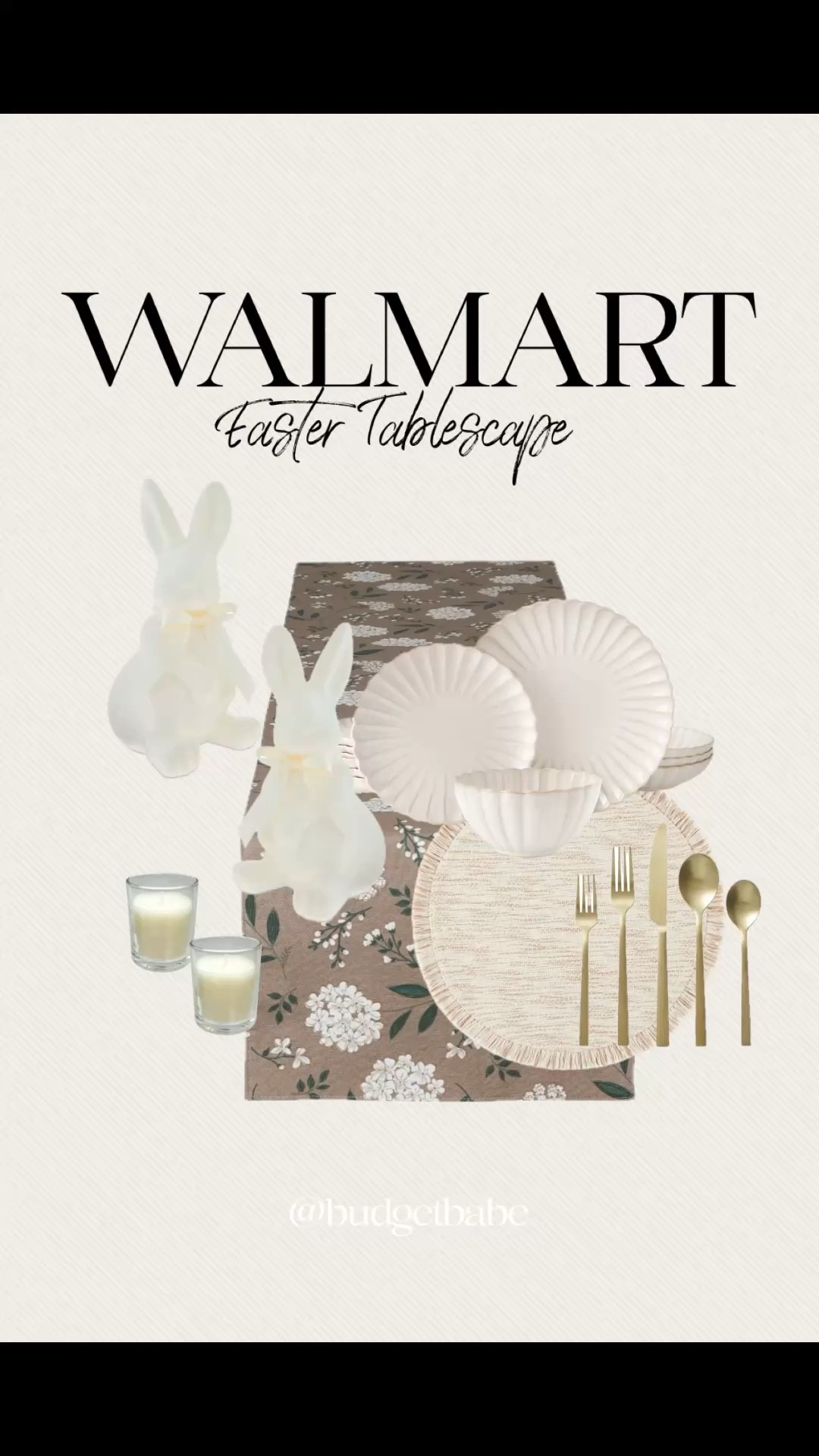 Walmart Easter tablescape idea! Elegant, neutral, transitional, affordable, modern, farmhouse #homedecor