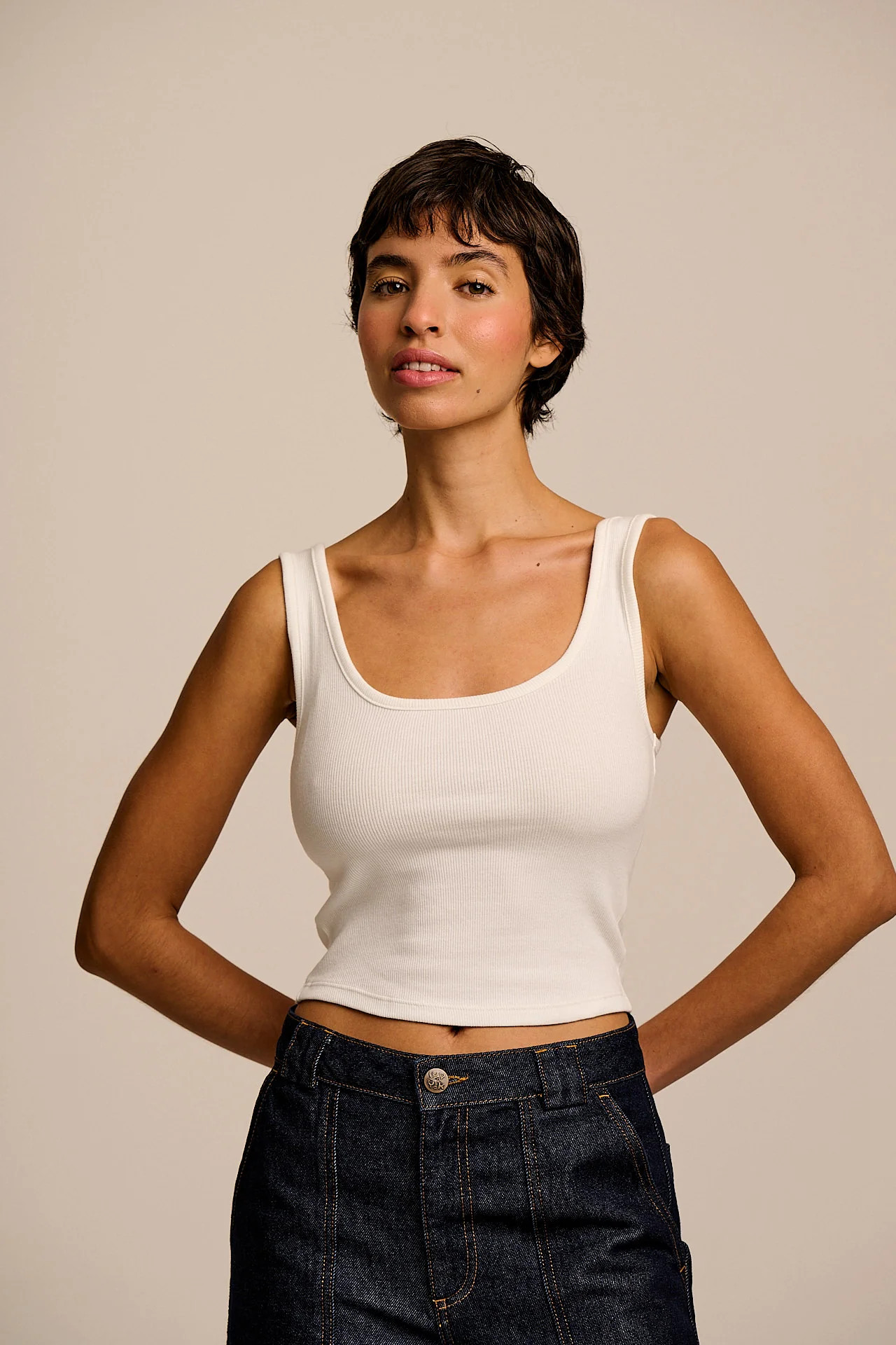 Eden - Cotton Vest in Ecru | Lucy and Yak UK